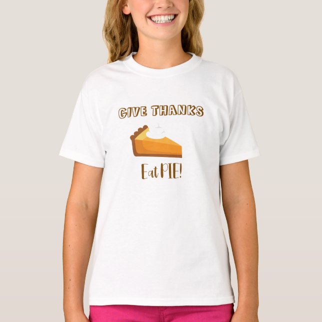 Camiseta Típica de Ação de Graças para Comer Pie Feliz aos  (Frente)