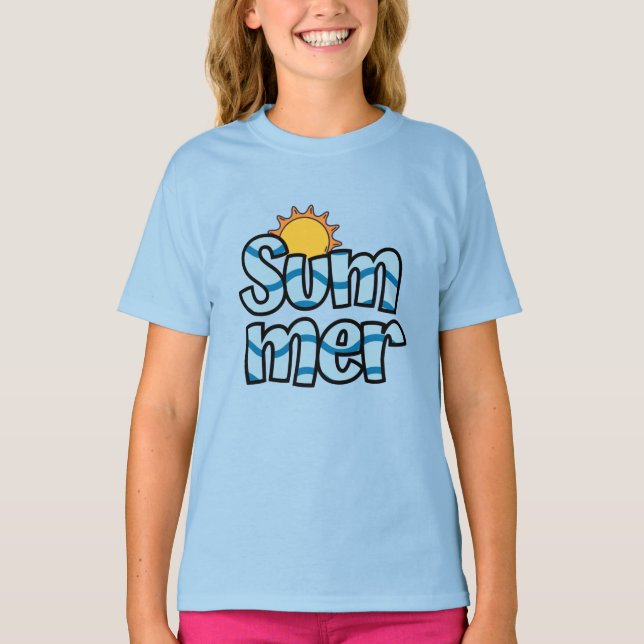 Camiseta Típica de verão ondulada tropical (Frente)