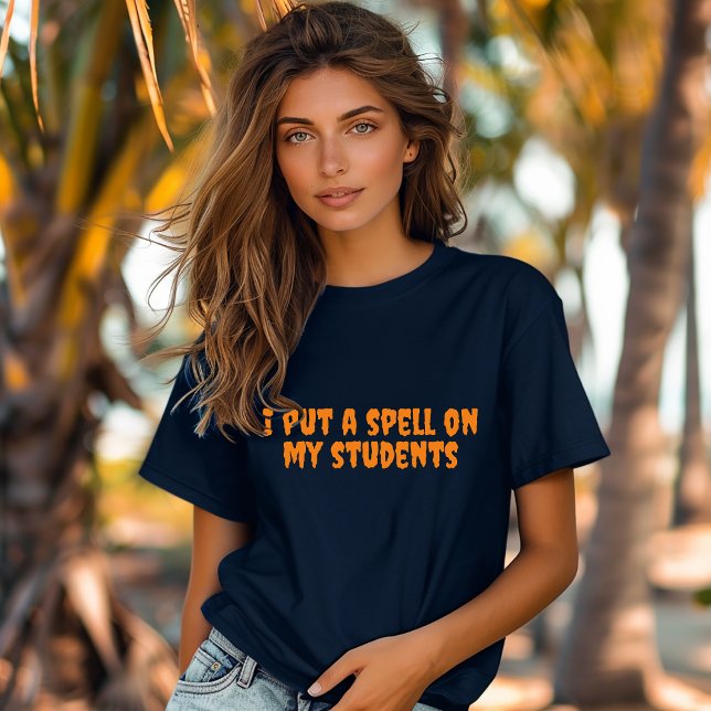 Camiseta Típica laranja de professor de humor de halloween (Criador carregado)