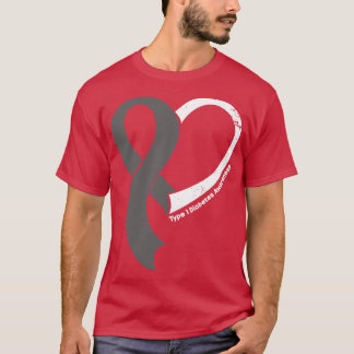 Camiseta Tipo 1 Diabetes Consciência Esperança Amor Coração