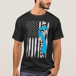 Camiseta Tipo 1 Diabetes Guerreiro dos EUA Flag Blue & Cinz