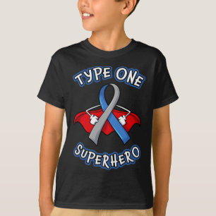Camiseta Tipo 1 Diabetes Super Herói Consciência Dedada Dia