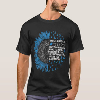 Camiseta Tipo 1 Sensibilização para a diabetes Girassol Mês