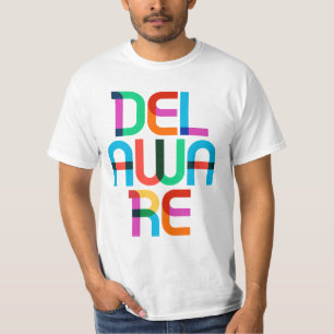 Camiseta Tipo de Arte de Pop do Delaware Vintage Retro Colo