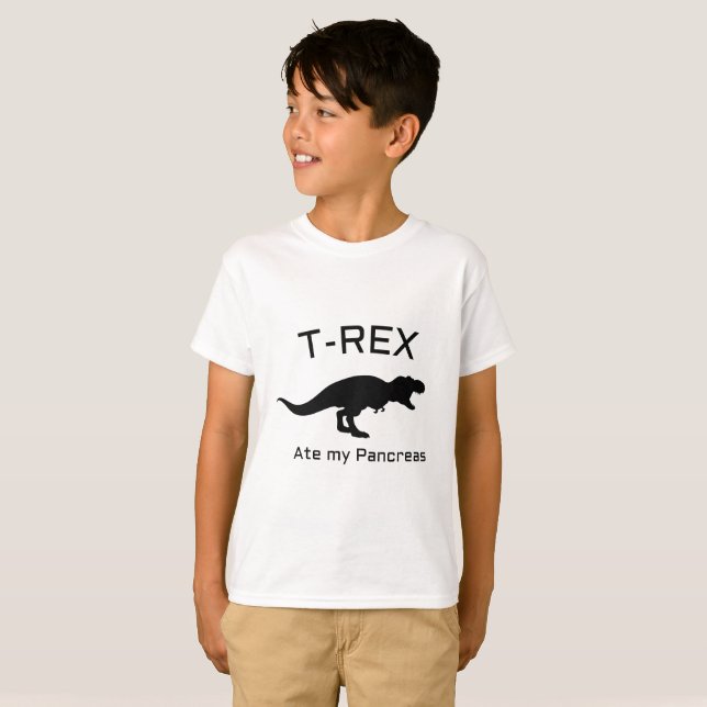Camiseta Tipo engraçado de T-Rex - 1 diabético engraçado do (Frente Completa)