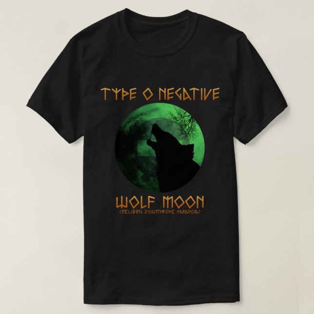 Camiseta Tipo O Lobo Negativo Lua Criança Popular Banda (Frente do Design)