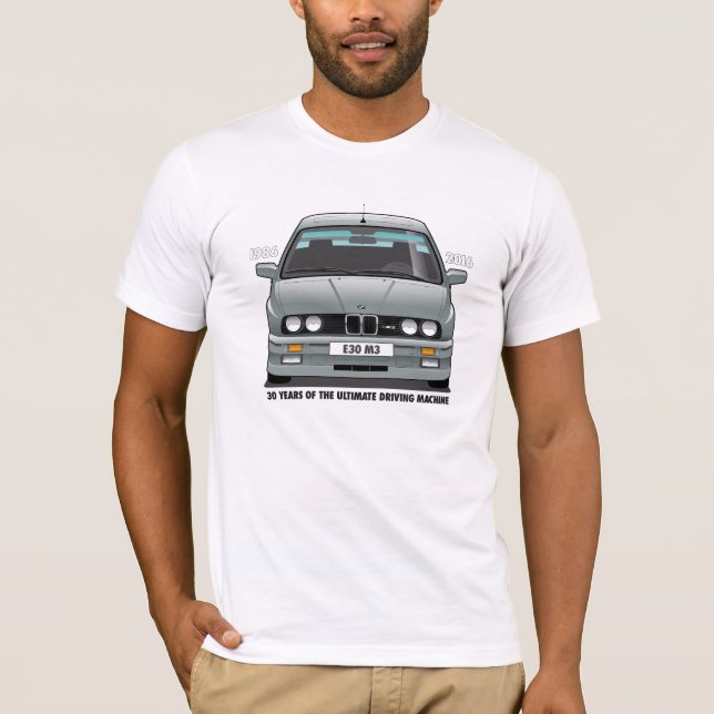 Camiseta Tipo preto (cinzento) do aniversário de BMW E30 M3 (Frente)