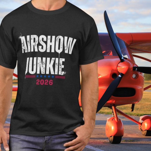 Camiseta Tipografia "AIRSHOW JUNKIE",Aviação,Ano Personaliz (Criador carregado)