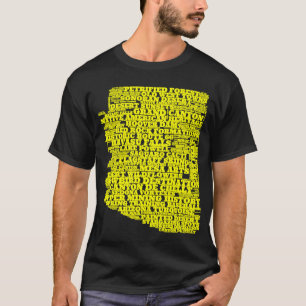 Camiseta Tipografia Arte Arizona Amarelo e Azul Naval