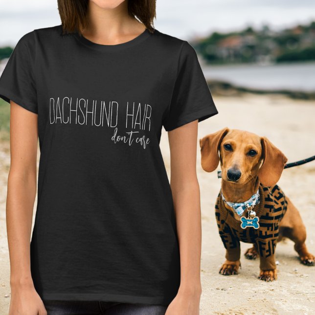 Camiseta Tipografia Branca Cachorro Salsicha Não Me Importo (Criador carregado)