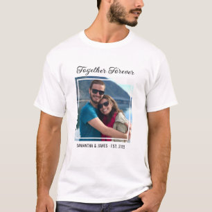 Camiseta Tipografia Casal Nome Foto Juntos Para Sempre