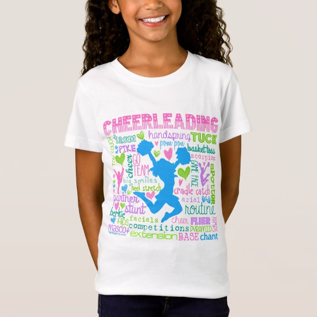 Camiseta Tipografia Cheerleading Pastel das palavras (Frente)