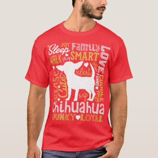 Camiseta Tipografia Chihuahua para Homens Mulheres Meninas