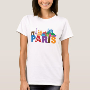 Camiseta Tipografia colorida de Paris, France  