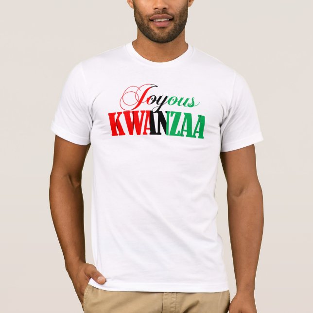 Camiseta Tipografia Colorida Joyous Kwanzaa (Frente)