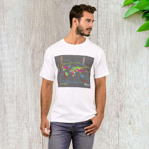 Camiseta Tipografia Colorida Mundo Mapeia Viagem de Palavra