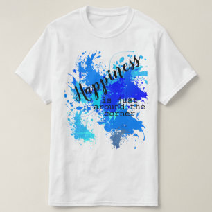 Camiseta Tipografia com Felicidade em Salpico de Cor