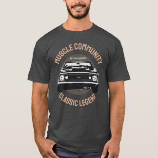 Camiseta tipografia da comunidade muscular carro vintage