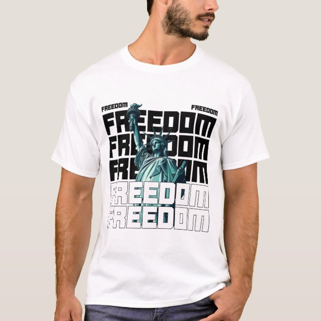 Camiseta Tipografia da Liberdade com Estátua da Liberdade (Frente)