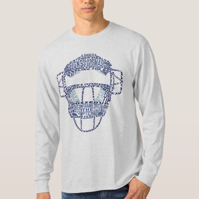 Camiseta Tipografia da máscara de baseball (Frente)