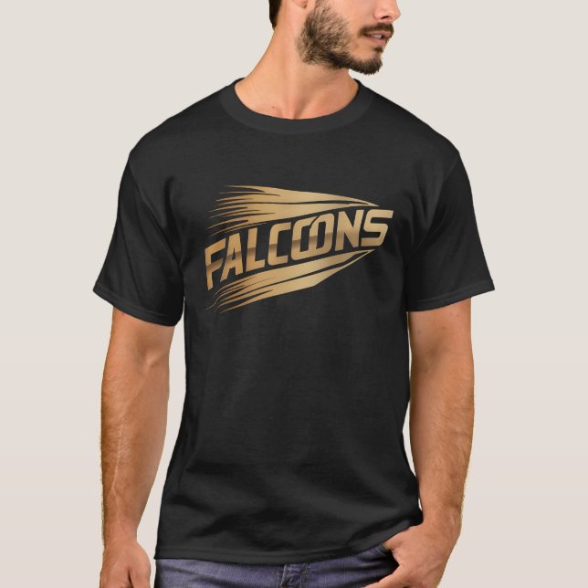 Camiseta Tipografia da Velocidade Dourada dos Falcons (Frente)