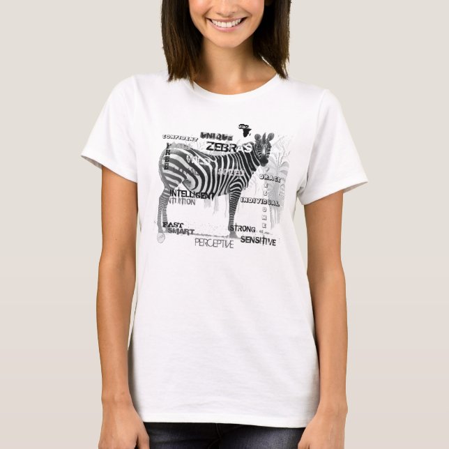 Camiseta Tipografia da Zebras Única a Preto e Branco (Frente)