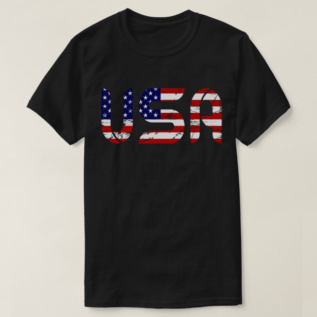 Camiseta Tipografia de bandeira angustiada dos EUA (Frente do Design)