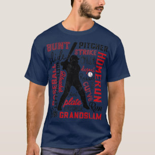 Camiseta Tipografia de Baseball Word Art Boys Vintage Play