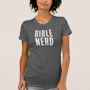 Camiseta Tipografia de Bíblia Nerd Engraçado Cinza Branco C