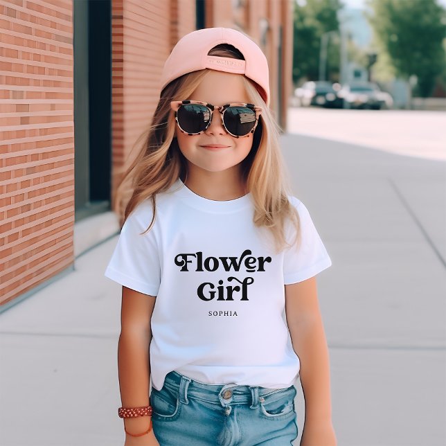 Camiseta Tipografia de Boho Retro Simples | Flor (A boho and retro shirt for the flower girl)