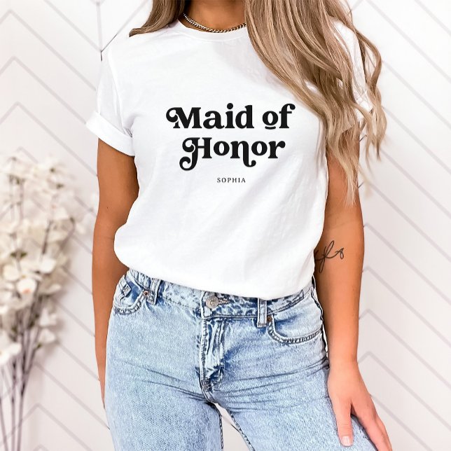 Camiseta Tipografia de Boho Retro Simples | MADRINHA DE CAS (A boho, retro shirt for the maid of honor)