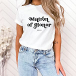 Camiseta Tipografia de Boho Retro Simples | Matéria de Honr<br><div class="desc">Esta moda,  simples camiseta mostra as palavras "Matrimônio da Honra" na tipografia retroresca,  juntamente com um espaço para o seu nome,  e é o presente perfeito para os membros da sua festa noiva.</div>