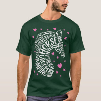Camiseta Tipografia de cavalos Palavras Raparigas de Arte C