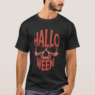 Camiseta Tipografia de Crânio de Halloween Gráfico Sinistro
