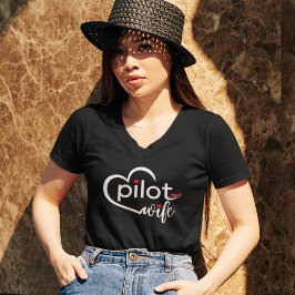 Camiseta Tipografia de esposa piloto e avião simples, minim