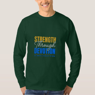 Camiseta Tipografia de Força Através da Devoção Fitness