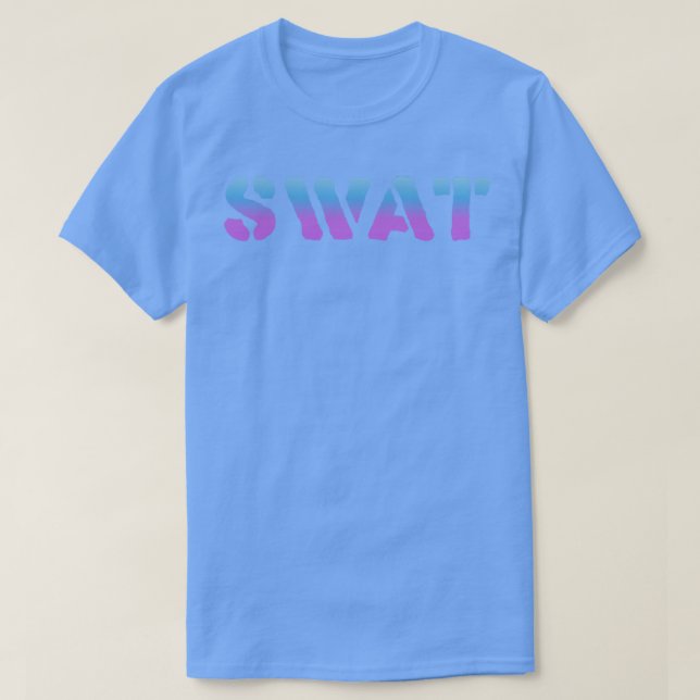Camiseta Tipografia de Gradiente Azul SWAT (Frente do Design)
