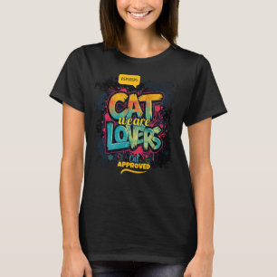 Camiseta Tipografia de Grafite Neon para Amantes de Gatos A