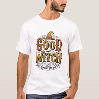 Camiseta Tipografia de Halloween de Bruxa Boa Vintage Desig