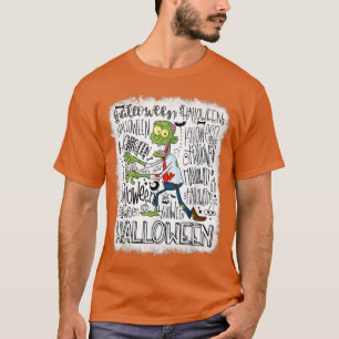 Camiseta Tipografia de Halloween Zombie Engraçado Sangrenta