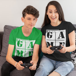 Camiseta Tipografia de Jogo Gráfica Destruída