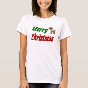 Camiseta Tipografia de Merry Christmas Reindeer