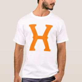 Camiseta Tipografia de Monograma de Letra X Laranja em Negr