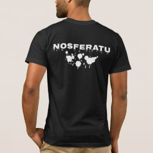 Camiseta Tipografia de Morcego em Branco e Preto Inspirada 