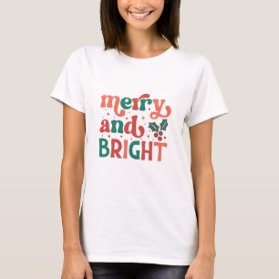 Camiseta Tipografia de Natal com Feliz e Brilho