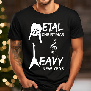Camiseta Tipografia de Natal de Guitarra de Música Metal