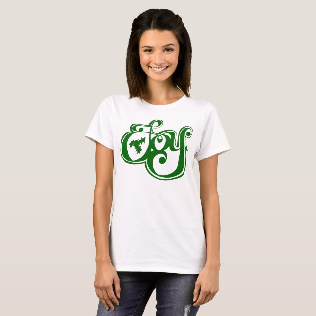Camiseta Tipografia de Natal Joy Holly (Frente Completa)