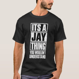 Camiseta Tipografia de Nome Jay Slogan
