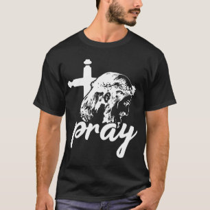Camiseta Tipografia de Oração Imagem de Jesus Preto e Branc