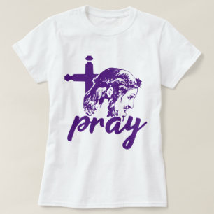Camiseta Tipografia de Oração Jesus Imagem Roxo Feminino